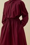Basic Poplin Elbise-Bordo -MRW-1638