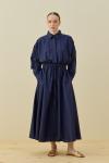 Basic Poplin Elbise-Lacivert-MRW-1638