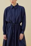 Basic Poplin Elbise-Lacivert-MRW-1638
