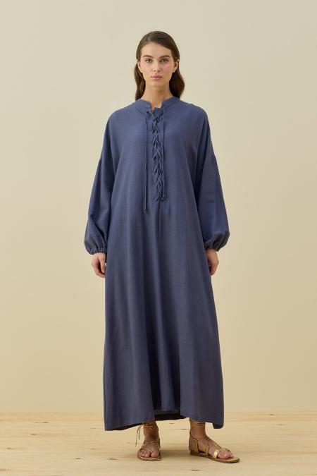 Robe Elbise-Lacivert 