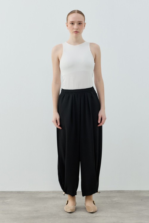 Spor Krep Pantolon-Siyah -MRW-1628