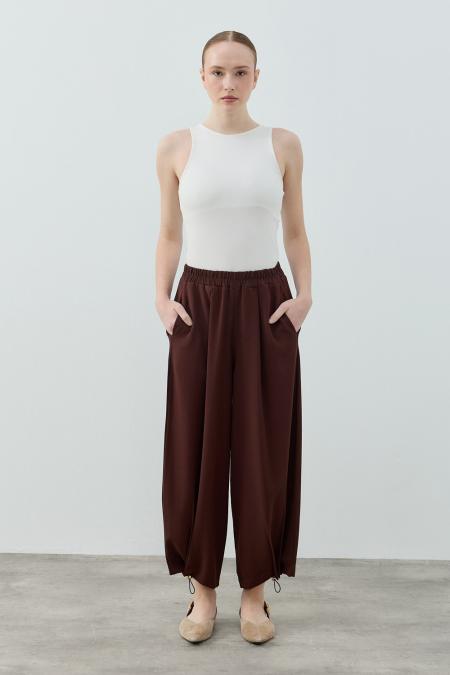 Spor Krep Pantolon-Kahverengi 