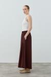 Comfy Krep Pantolon Etek-Kahverengi -MRW-1782