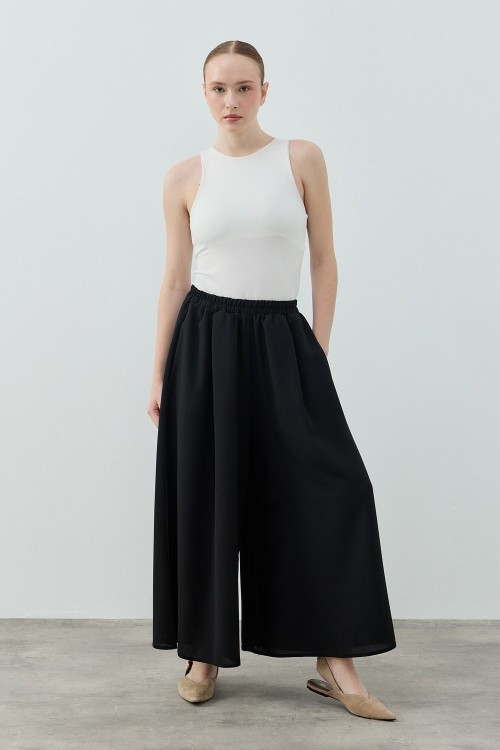 Comfy Krep Pantolon Etek-Siyah-MRW-1782