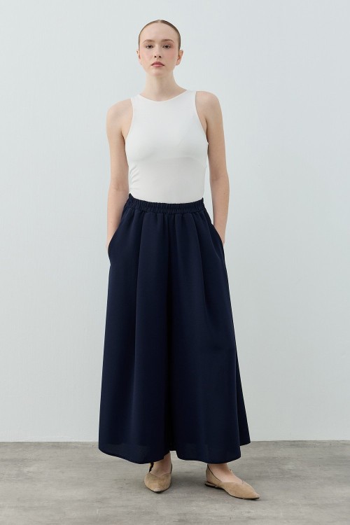 Comfy Krep Pantolon Etek-Lacivert-MRW-1782