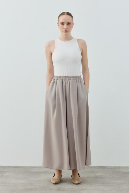 Comfy Krep Pantolon Etek-Vizon 