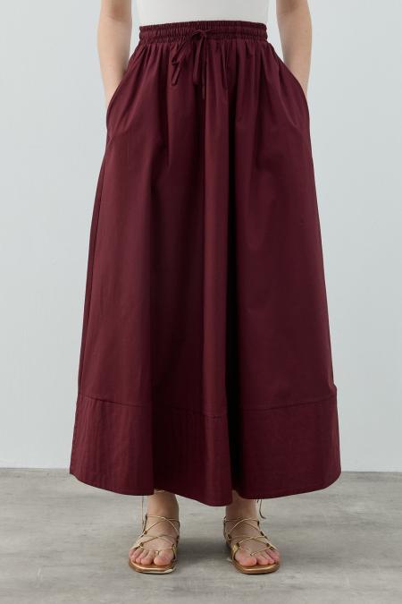 New Poplin Etek-Bordo 