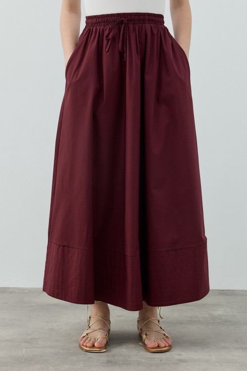 New Poplin Etek-Bordo -MRW-1631