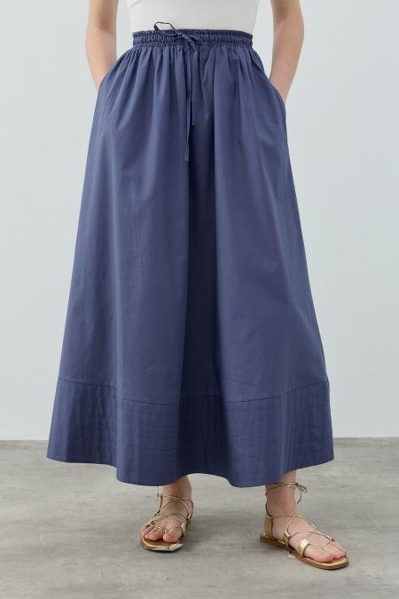 New Poplin Etek-İndigo