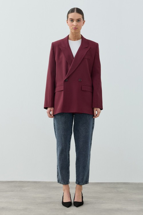 Blazer Ceket-Bordo -MRW-1806