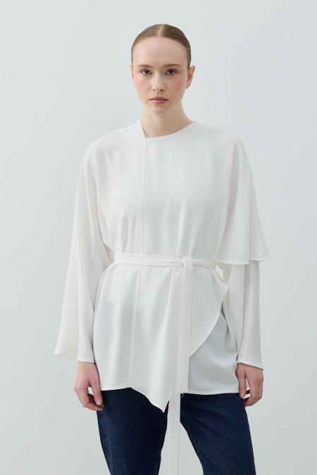 Clera Krep Tunik-Beyaz 