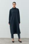 Uzun Keten Gömlek-Lacivert -MRW-1811