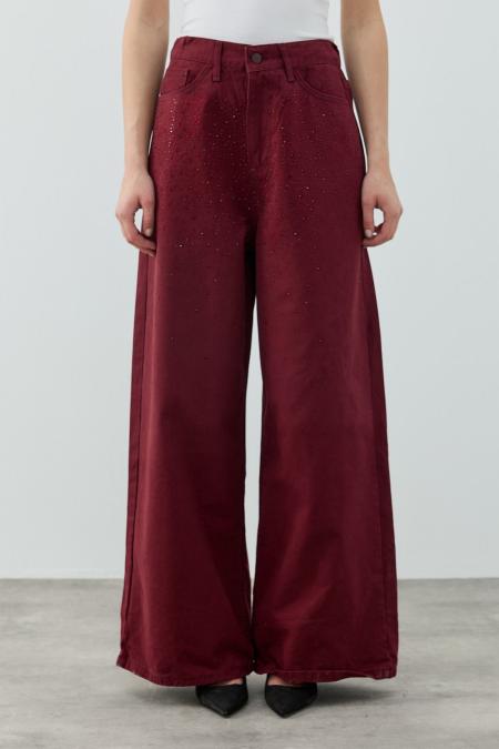 Very Shiny Denim Pantolon-Bordo