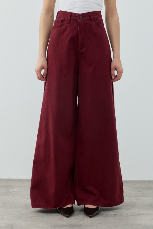 Salaş Denim Pantolon-Bordo-MRW-1690