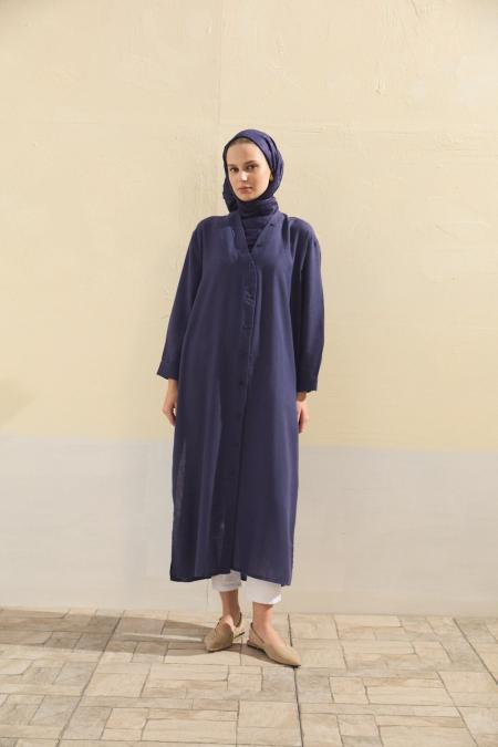 Arka Uzun Gömlek-Lacivert