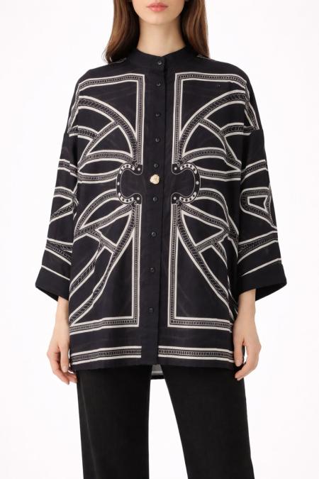 Keten Şık Gömlek-Siyah 