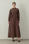 Tensel Şık Elbise-Kahverengi 