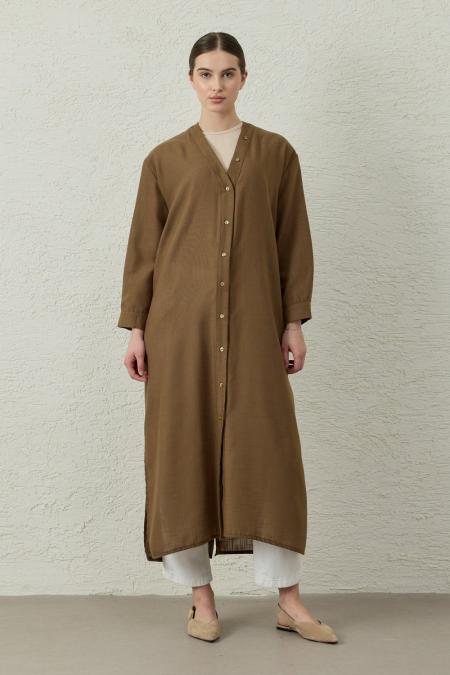 Arka Uzun Gömlek-Kahverengi-MRW-1794