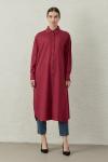 Uzun Keten Gömlek-Bordo -MRW-1811