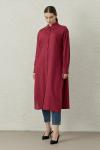 Uzun Keten Gömlek-Bordo -MRW-1811