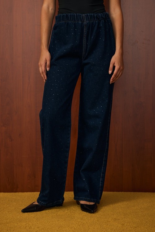 Palazzo Taşlı Denim-Lacivert -MRW-1693