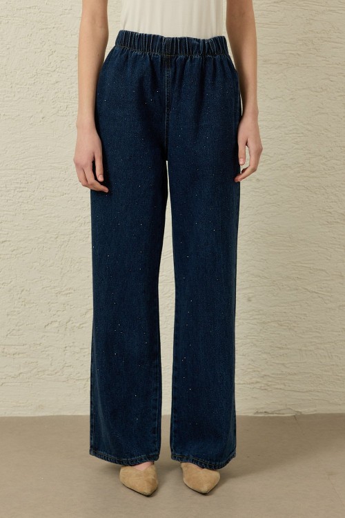 Palazzo Taşlı Denim-Lacivert -MRW-1693