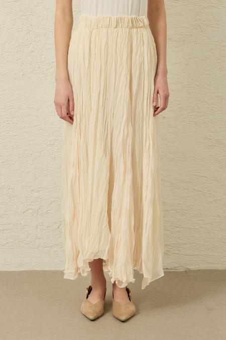 Şifon Kraş Etek-Ekru-MRW-1835