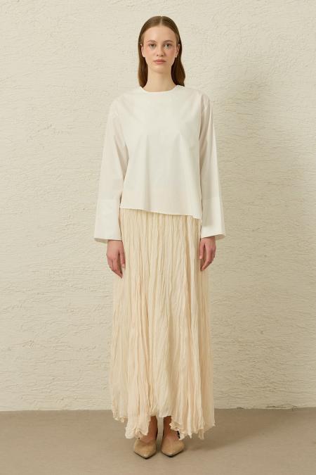 Verev Poplin Tunik-Beyaz-MRW-1839