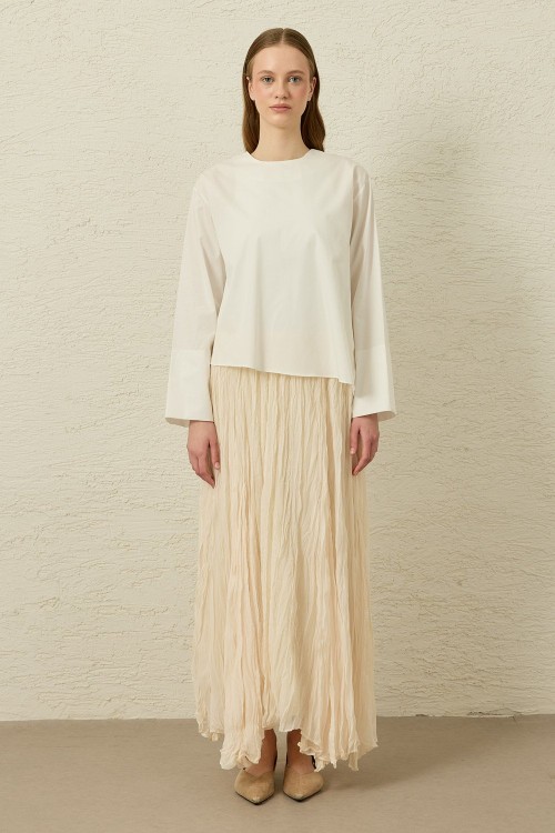 Verev Poplin Tunik-Beyaz-MRW-1839