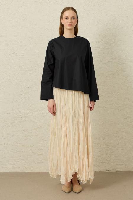 Verev Poplin Tunik-Siyah-MRW-1839