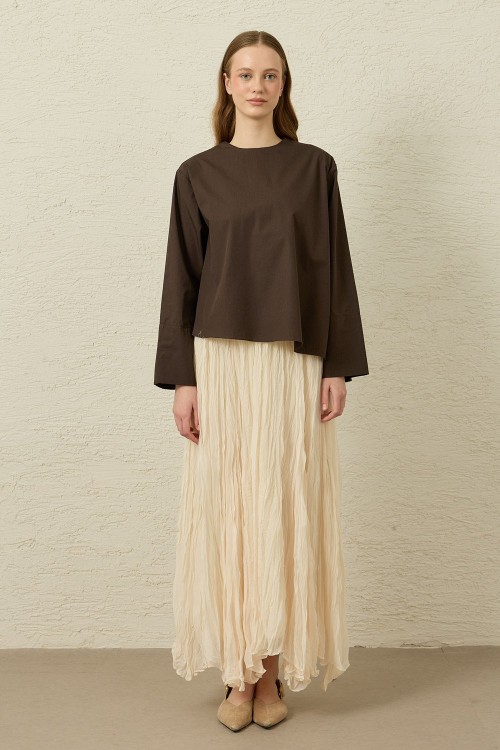 Verev Poplin Tunik-Acı Kahve-MRW-1839