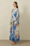 Blue Flowers Elbise-Mavi-MRW-1834