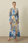 Blue Flowers Elbise-Mavi-MRW-1834
