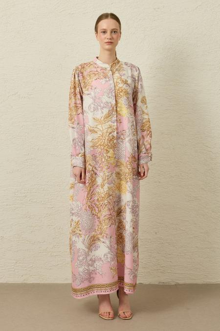 Blue Flowers Elbise-Pembe-MRW-1834