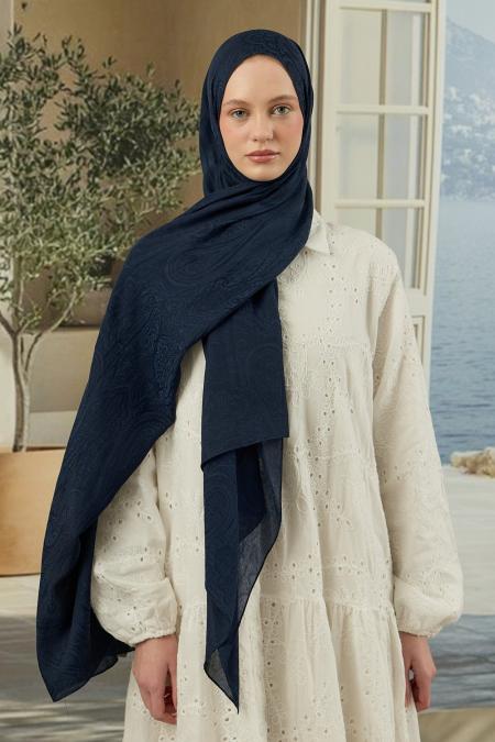 Soi Elegante Şal-Lacivert-MRW-1843