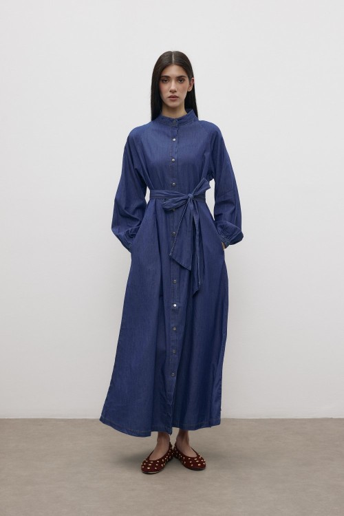 Denim Elbise-Lacivert-MRW-1771