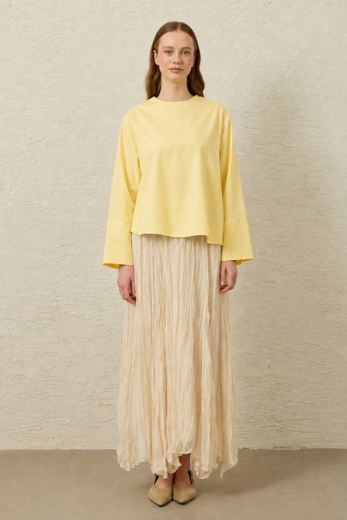 Verev Poplin Tunik-Sarı-MRW-1839