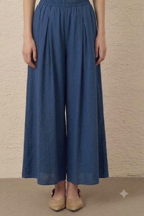 Organik Keten Pantolon-İndigo-MRW 1849