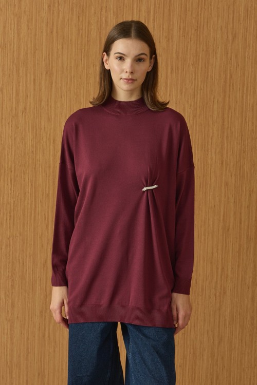 Broş Triko Tunik-Bordo-MRW-1922