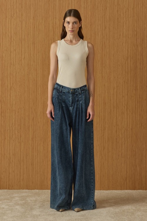 Pileli Denim Pantolon-Ky Lacivert-MRW-1960