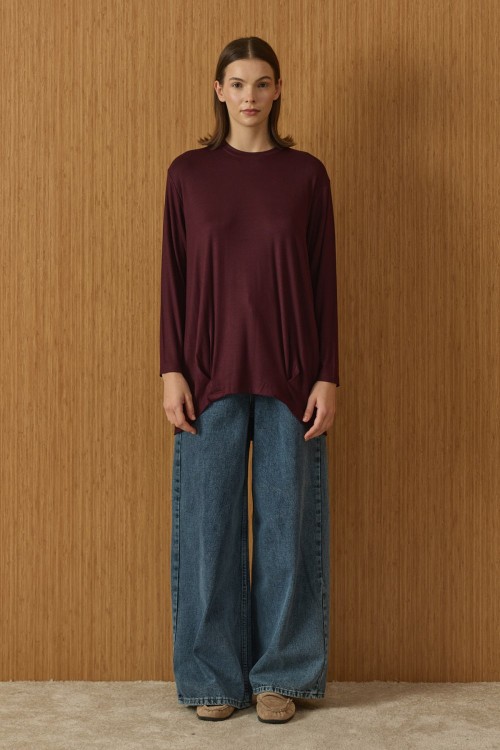Jeju Örme Tunik-Bordo-MRW-1966