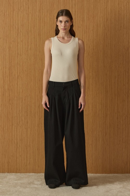 Pileli Denim Pantolon-Siyah-MRW-1960