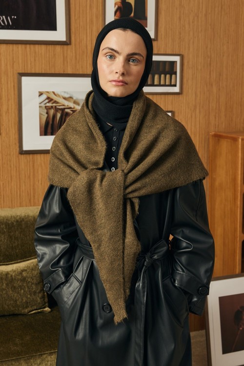 Yün Viskon Şal-Haki-MRW-2037