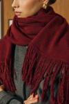 Yün Püsküllü Şal-Bordo-MRW-2038